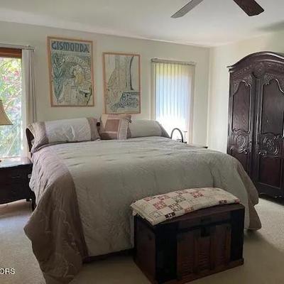 king bed, mattress, nightstands, armoire, dresser