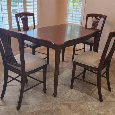 ﻿Vintage Faux Solid Wood Table w/ Leaf ($185) & Matching 4 Bamboo Chairs ($55 EACH)