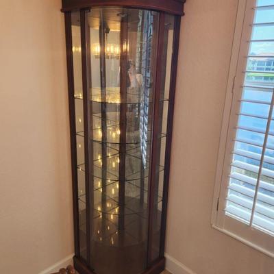 Corner Curio Cabinet w/ Lighting & Glass Shelves ($195)