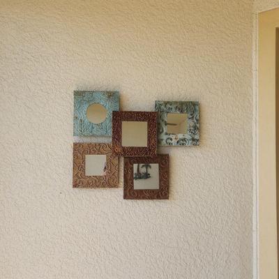 Square Panel Mirrored Colorful Metal Patio Wall Art Piece ($12)