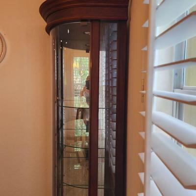 Corner Curio Cabinet w/ Lighting & Glass Shelves ($195)