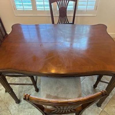 ﻿Vintage Faux Solid Wood Table w/ Leaf ($185) & Matching 4 Bamboo Chairs ($55 EACH)