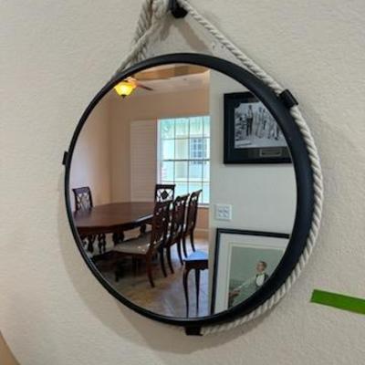 2 Matching Round Wall Mirrors w/ Rope Trim (Nautical Themed) ($24 EACH)


