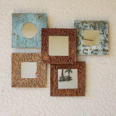 Square Panel Mirrored Colorful Metal Patio Wall Art Piece ($12)