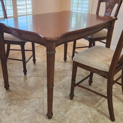﻿Vintage Faux Solid Wood Table w/ Leaf ($185) & Matching 4 Bamboo Chairs ($55 EACH)