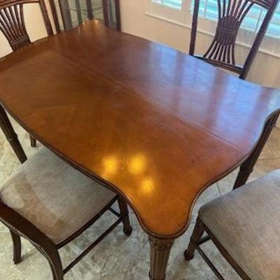 ﻿Vintage Faux Solid Wood Table w/ Leaf ($185) & Matching 4 Bamboo Chairs ($55 EACH)
