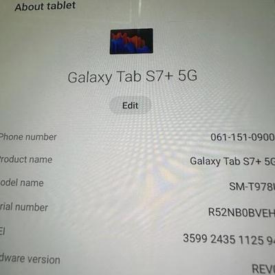 Samsung TAB S7+5G Like New In Protective Spigen Case - no scratches, hardly used, it was a back up tablet, reset system ($595)

