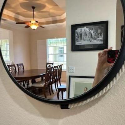 2 Matching Round Wall Mirrors w/ Rope Trim (Nautical Themed) ($24 EACH)


