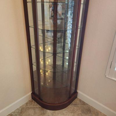 Corner Curio Cabinet w/ Lighting & Glass Shelves ($195)