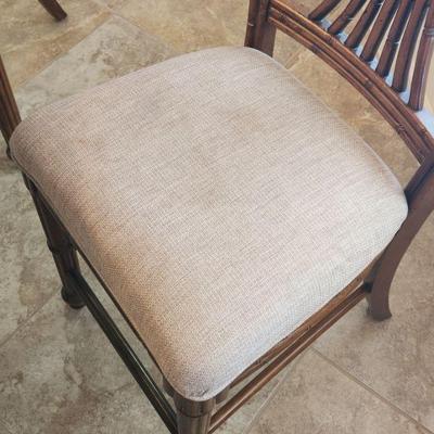 ﻿Vintage Faux Solid Wood Table w/ Leaf ($185) & Matching 4 Bamboo Chairs ($55 EACH)