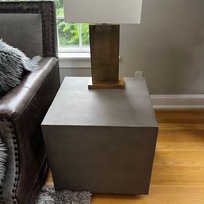Restoration Hardware leather cube table