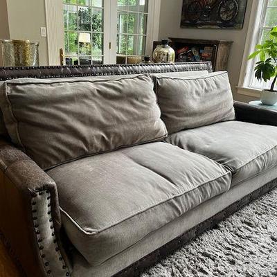 suede and leather couch and love seat