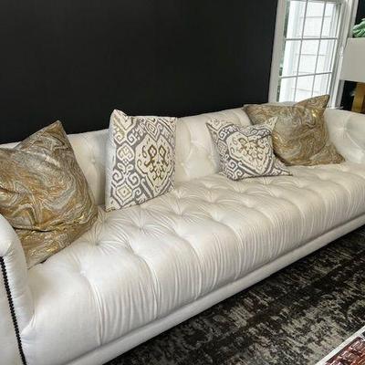 8' studded white couch FANTASTIC!