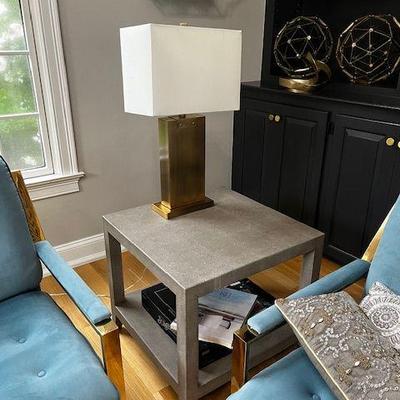 Restoration Hardware leather  side table 
