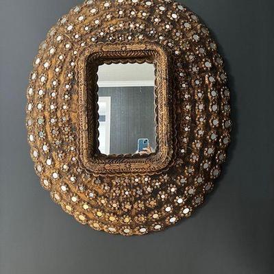 one of 2 peacock mirrors