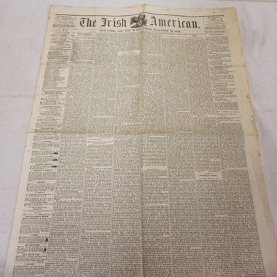 1123	ANTIQUE NEWSPAPER *THE IRISH AMERICAN* 1854
