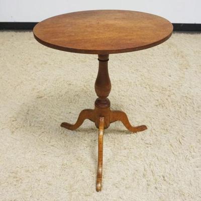 1148	ANTIQUE PRIMITIVE CHERRY OVAL CANDLE STAND, APPROXIMATELY 21 IN X 18 IN X 26 IN H
