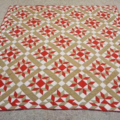 1055	ANTIQUE HAND SEWN PATCHWORK QUILT, APPROXIMATELY 76 IN SQUARE

