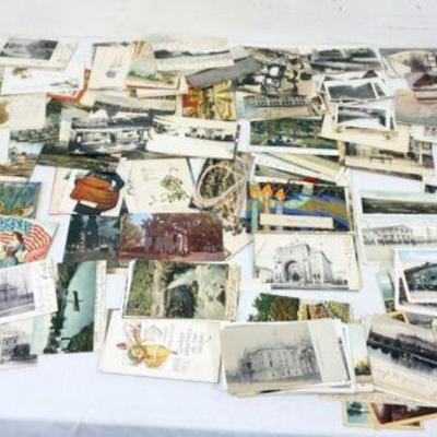 1139	LARGE GROUP OF ASSORTED ANTIQUE POSTCARDS INCLUDING REAL PHOTO, ADVERTISING, ETC
