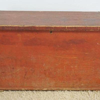1170	ANTIQUE COUNTRY PINE DOVETAILED BLANKET CHEST WITH RED WASH, APPROXIMATELY 39 IN X 21 IN X 23 IN H
