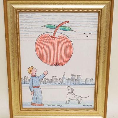 1287	JACK SAVITSKY *THE BIG APPLE* CONTEMPORARY FOLK ART, 1989, MARKED ON BACK, APPROXIMATELY 11 1/2 IN X 15 IN OVERALL
