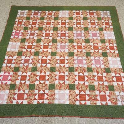 1053	ANTIQUE HAND SEWN PATCHWORK QUILT, APPROXIMATELY 75 IN X 76 IN
