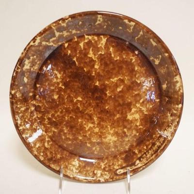 1095	ANTIQUE YELLOWARE PIE PLATE W/BROWN ROCKING HAM GLAZE, APPROXIMATELY 9 1/2 IN
