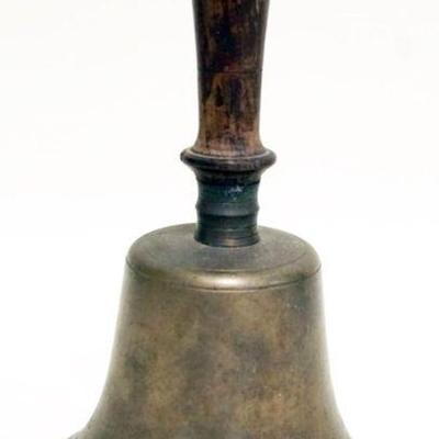 1019	ANTIQUE BRASS SCHOOL BELL, APPROXIMATELY 10 1/2 IN HIGH
