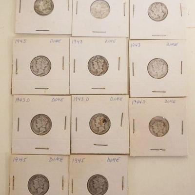 1209	11 SILVER MERCURY HEAD DIMES
