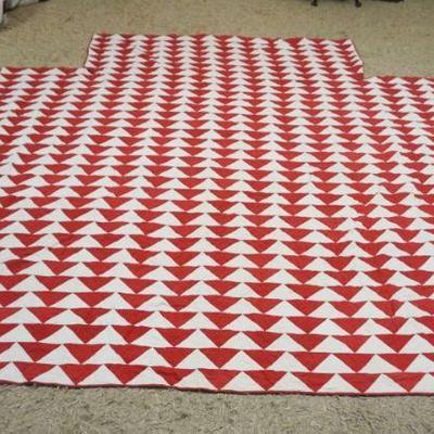 1057	ANTIQUE HAND SEWN PATCHWORK QUILT, TEAR ON SIDE, APPROXIMATELY 96 IN X 98 IN
