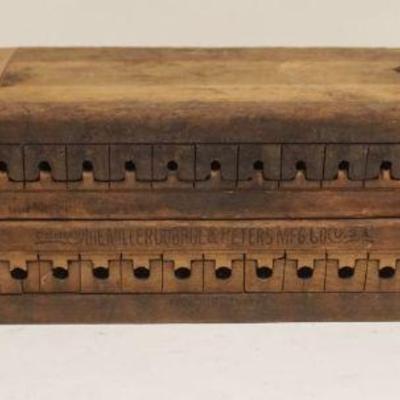 1110	2 WOOD CIGAR MOLDS, ONE STAMPED THE MILLERUUBROL & PETERS MFG CO, LARGEST APPROXIMATELY 22 IN X 5 IN X 2 1/2 IN HIGH
