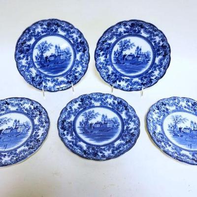 1091	SET OF 5-9 IN COLONIAL POTTERY STOKE ON TRENT FLOW BLUE PLATES TOCO
