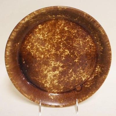 1096	ANTIQUE YELLOWARE PIE PLATE W/BROWN ROCKING HAM GLAZE, APPROXIMATELY 10 1/4 IN
