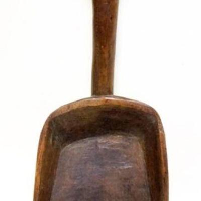 1039	PRIMITIVE WOODEN HAND CARVED SMALL SHOVEL, APPROXIMATELY 8 IN X 23 IN H

