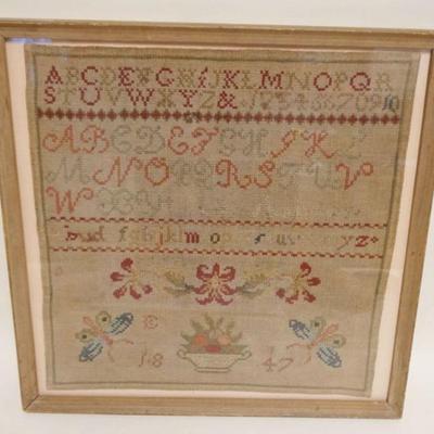 1030	ANTIQUE FRAMED SAMPLER DATED 1847, APPROXIMATELY 19 IN X 19 IN OVERALL
