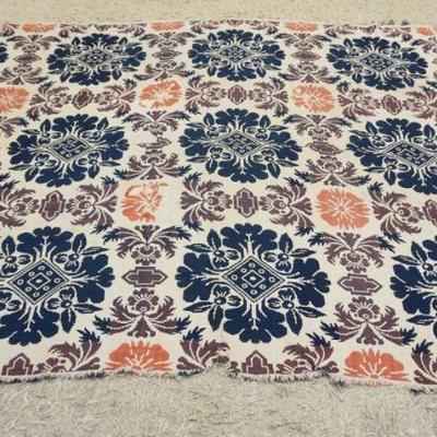 1060	ANTIQUE COVERLET, WORN IN SPOTS, APPROXIMATELY 73 IN X 82 IN
