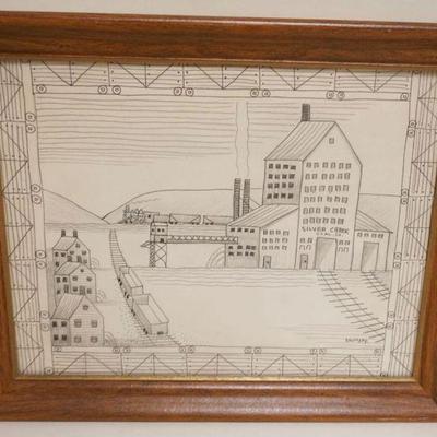 1284	JACK *SAVITSKY SILVER CREEK BREAKER 1946 COAL MINE*, CONTEMPORARY FOLK ART,  MARKED ON BACK, APPROXIMATELY 13 1/2 IN X 16 1/2 IN...