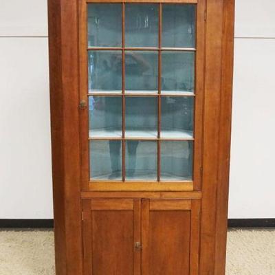 1144	ANTIQUE CHERRY 12 PANE CORNER CUPBOARD, APPROXIMATELY 35 IN X 21 IN D X 81 IN H
