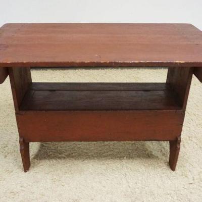 1150	PRIMITIVE COUNTRY PINE HUTCH TABLE WITH RED FINISH, APPROXIMATELY 48 IN X 29 IN X 30 IN H
