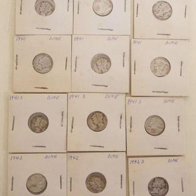 1208	12 SILVER MERCURY HEAD DIMES

