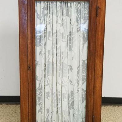 1162	OAK CABINET WITH PANELED SIDES, GLASS DOOR AND 5 ADJUSTABLE INTERIOR SHELVES, APPROXIMATELY  34 IN X 18 IN X 63 IN
