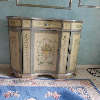 Vintage Italian Florentine Serpentine Demilune Console Cabinet - 42" x 12" x 34"