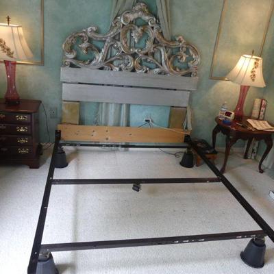 Queen Size Headboard (65" Tall), Metal Frame & 4 Risers