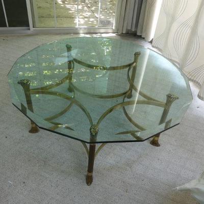 Vintage Brass/Glass Coffee Table - 42" Diameter x 16½" (Glass: ½")