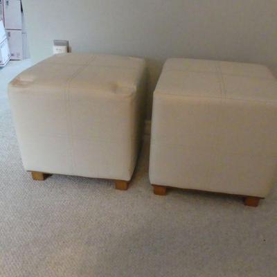 Vintage Modern Home Pair of Ottomans - 18" Cube
