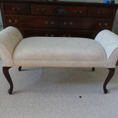 Brocade Upholstered Bedroom Bench - White/Off White - 48" x 18" x 23" (19" to Seat)
