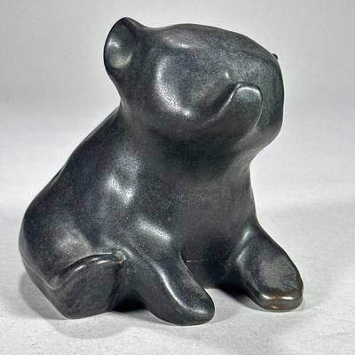 ARABIA FINLAND CERAMIC BEAR | Black glazed ceramic bear by Arabia Finland. - l. 5 x w. 4.25 x h. 5 in

