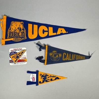 (4pc) VINTAGE & NEW CALIFORNIA PENNANT FLAGS | Including an early 20th century California Cal state pennant from the Chicago pennant...