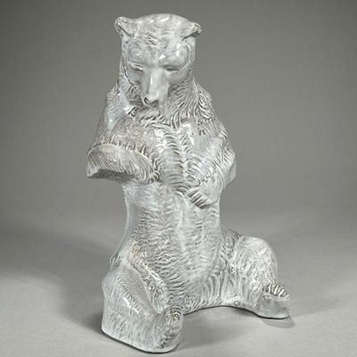 F. H. HORVATH CERAMIC BEAR | Ceramic bear covered in white glaze paint. - h. 13 in

