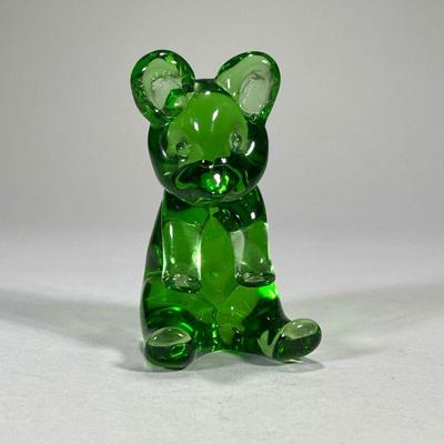 GREEN CRYSTALLIZED GLASS BEAR | h. 5 in

